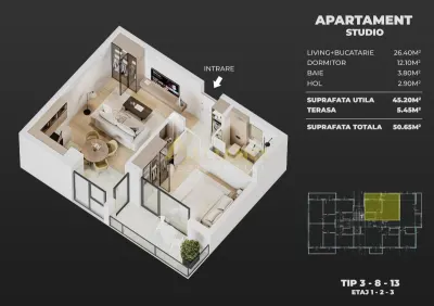 Apartament 2 camere etaj 1, incalzire in pardoseala, proiect nou - foto 6