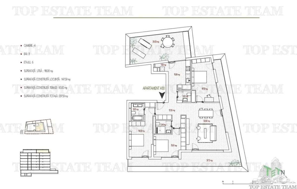 Penthouse 4 Camere, 66mp terasa, bloc Boutique,  Bucuresti, Parcul  Operei - foto 9