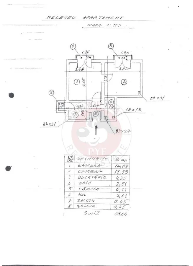 Bloc Dalles | Apartament 2 camere | Booking | 38mp | RS2 | B13169 - foto 10
